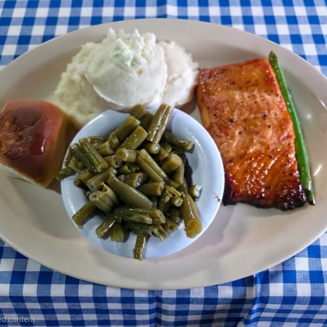 Bourbon Glazed Salmon.